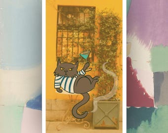 François, el gato francés / Vinilo adhesivo con retrato ilustrado de gato