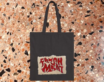 Fresh Meat Tote Bag | Halloween Dark Canvas Grocery Tote