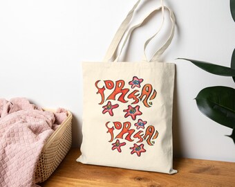 Força! Tote Bag | Floral Doodle Canvas Shopping Bag