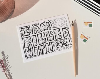 ¡Estoy lleno de rabia! Página para colorear / A4 imprimible / Manualidades divertidas / Descarga digital instantánea