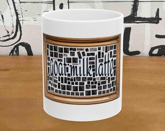Goat Milk Latte Mug | Mosaic Tile Frame Ceramic Coffee Cup
