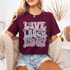 Live Laugh Loot T-Shirt, DND-Inspired Retro Design, Fantasy RPG Gamer Tee, Tabletop Roleplaying Shirt, Retro Dungeons and Dragons Tee