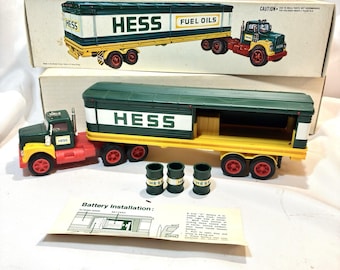 Mint Vintage 1976 Hess Barrel Truck Complete With 5 Ring Barrels Box & Inserts, Retro Classic Toy Gas Truck Collectible, Gift For Collector