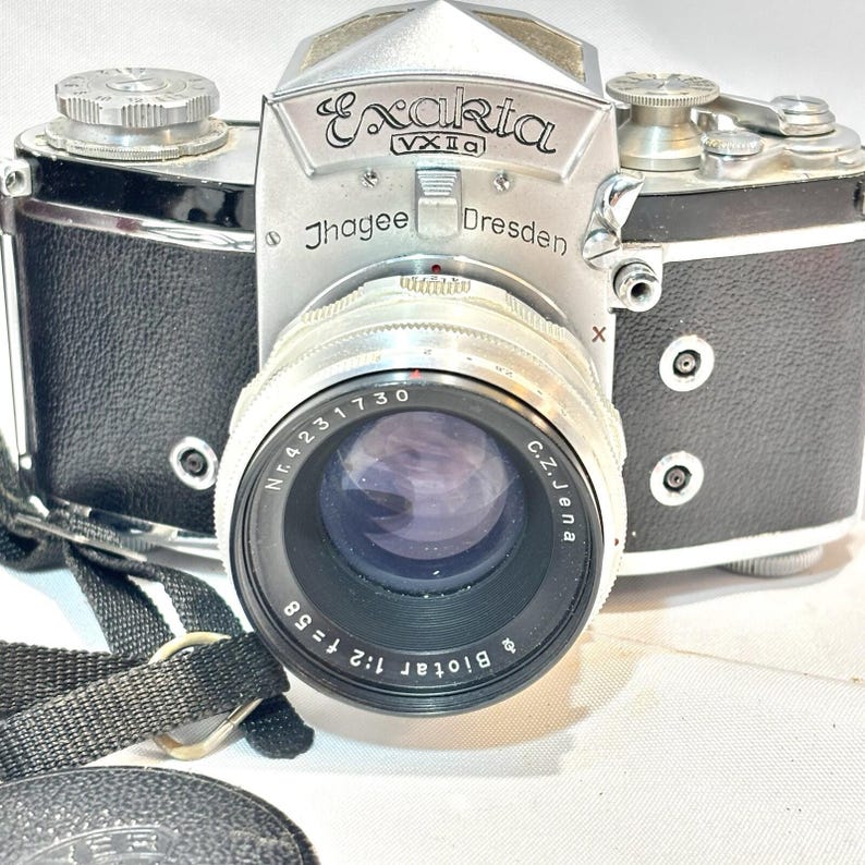 Cámara de película vintage Exakta VX IIa de 35 mm con objetivo Biotar de 58 mm f/2, cámara réflex clásica alemana, regalo raro para coleccionistas de fotografía retro. imagen 4