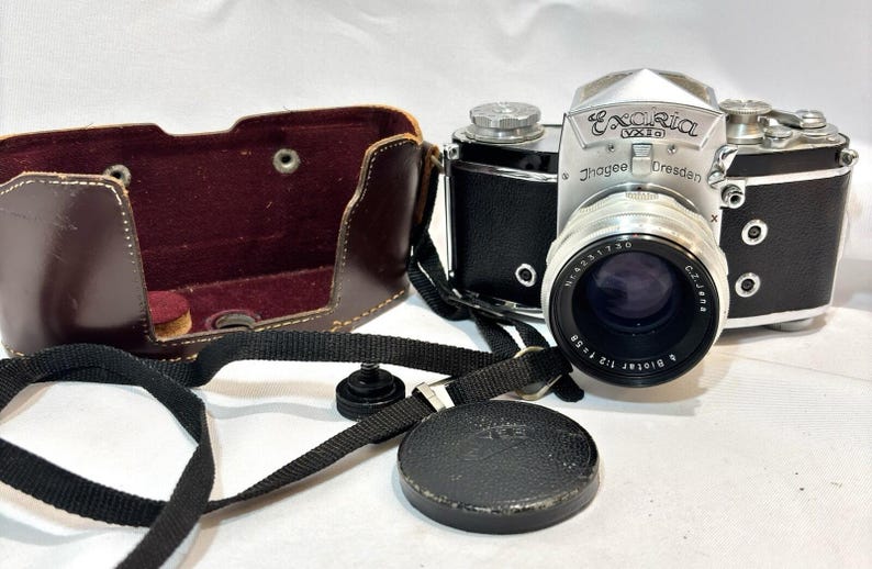 Cámara de película vintage Exakta VX IIa de 35 mm con objetivo Biotar de 58 mm f/2, cámara réflex clásica alemana, regalo raro para coleccionistas de fotografía retro. imagen 5