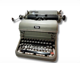 Máquina de escribir manual clásica de escritorio Royal Magic de 1958, decoración de oficina de mediados de siglo, máquina de escribir retro, regalo coleccionable antiguo para escribir