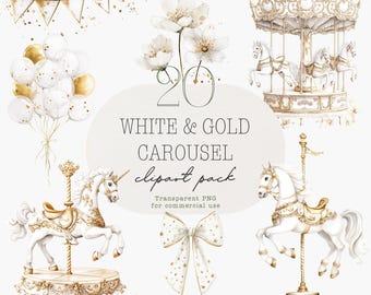 Clipart de acuarela de carrusel: Decoración infantil caprichosa (descarga digital)