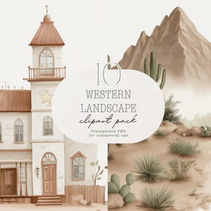 Western Landscape, Cowboy clipart, wester clipart, wild west decor, cowgirl clipart, sheriff, saloon art
