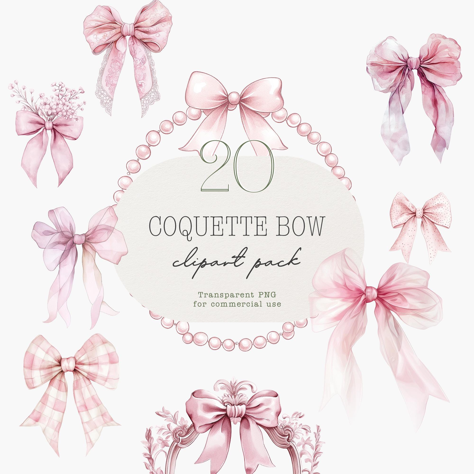 Coquette Bow Watercolor Clipart, Pink Ribbon PNG (digital Download) - Etsy