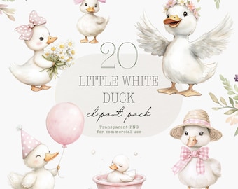 Cute Ducklings, Girl Duck Clipart, Silly Goose, White Duckling PNG, Baby Shower Clip Art, Nursery Duck art, Silly Goose Clipart