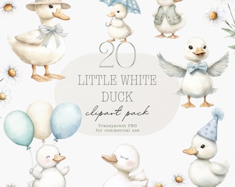 Cute Ducklings, Boy Duck Clipart, Silly Goose, White Duckling PNG, Baby Shower Clip Art, Nursery Duck art, Silly Goose Clipart