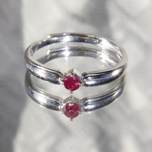 Minimalist Ruby Sterling Silver Ring: July Birthstone Stacking Ring