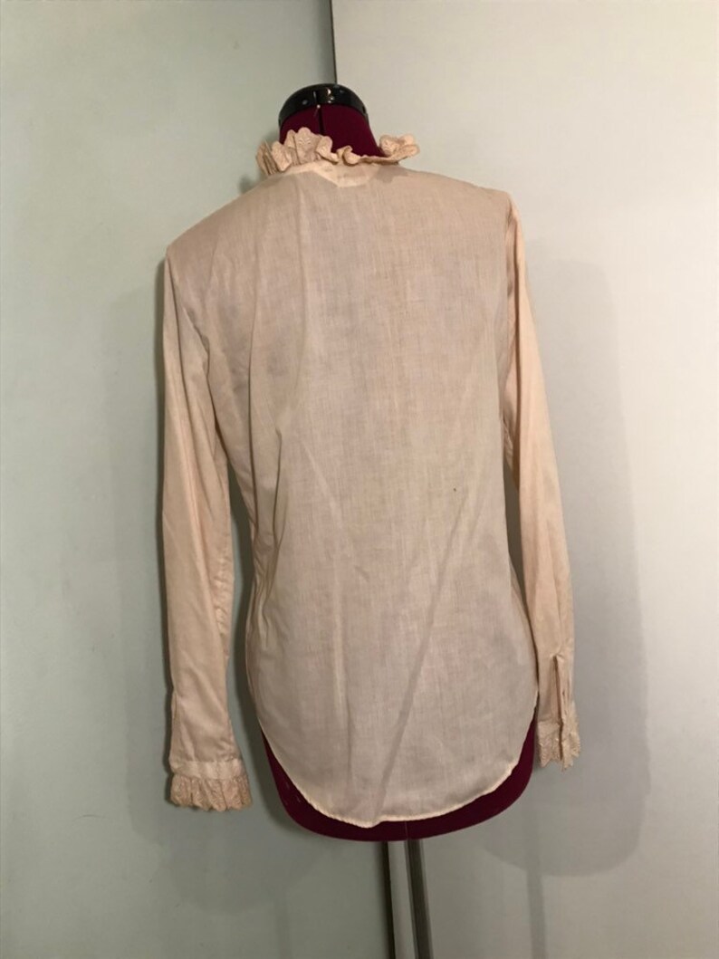 Vintage Van Heusen Ruffle Collar Cream Button Down