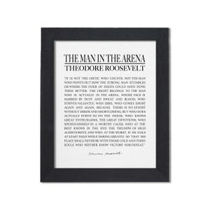 The Man in the Arena Quote Wall Art, Theodore Roosevelt Print, Framed Office Decor, Graduation Gift Inspirational Gift for Him