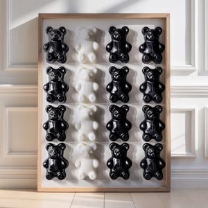 Monochrome Gummy Bear Wall Art, Modern Gummy Bear Poster, Minimalist Pop Culture Art, Gummy Bear Print, Pop Art, Printable Gummies Poster