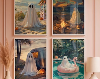 Summerween Ghost Kunstdruck-Set, Halloween-Dekoration (Digitaler Download)