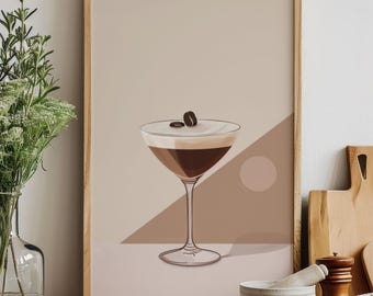 Espresso Martini Kunstdruck, Modernes Cocktail Poster (Digitaler Download)