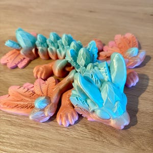 Winged Bunny Dragon 3d Printed Articulated Fidget Toy Easter Gift