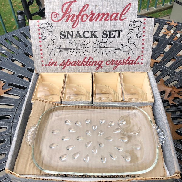 Vintage set of snack plates and cups Informal Snack Set 8 piece