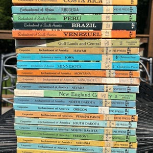 Vintage set 22 books previously library kids learning history Enchantment of America United States Central South America Africa homeschool