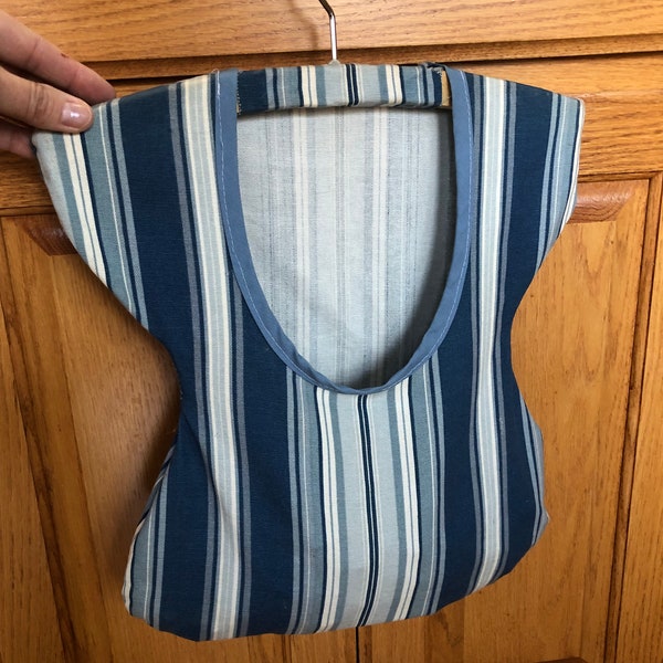 Vintage clothes pin bag dress blue striped WITH clothespins