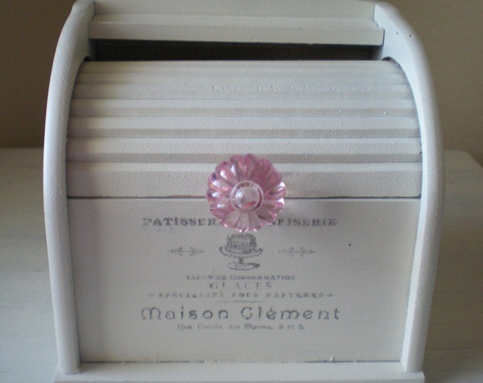 White Recipe Box Shabby Vintage Pink French Script Etsy