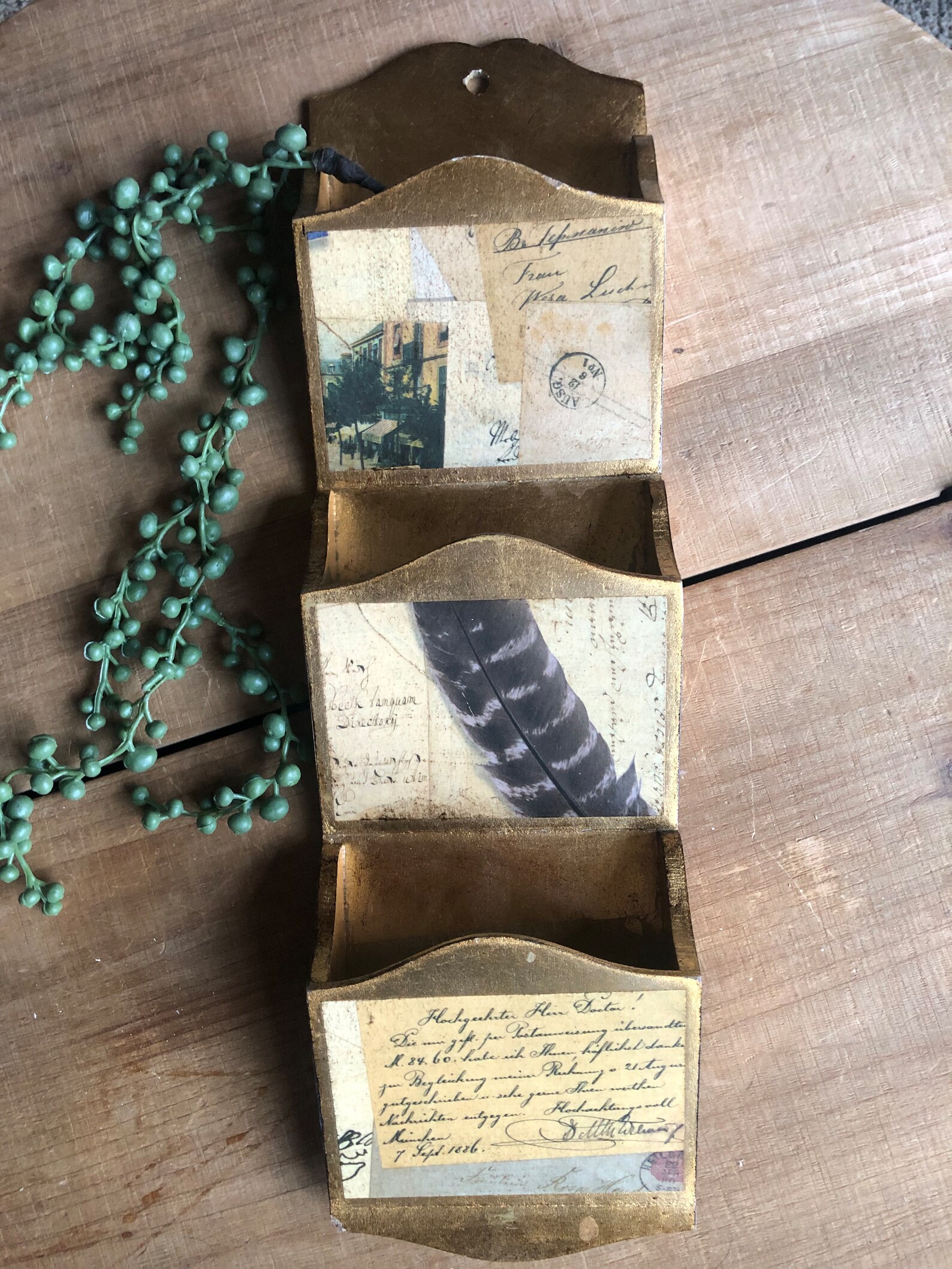Vintage Italy Letter Mail Organizer Gold Florentine Venetian Script Old ...