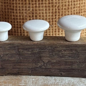 Vintage white round porcelain drawer cabinet pulls knobs handles farmhouse - 3 sizes available