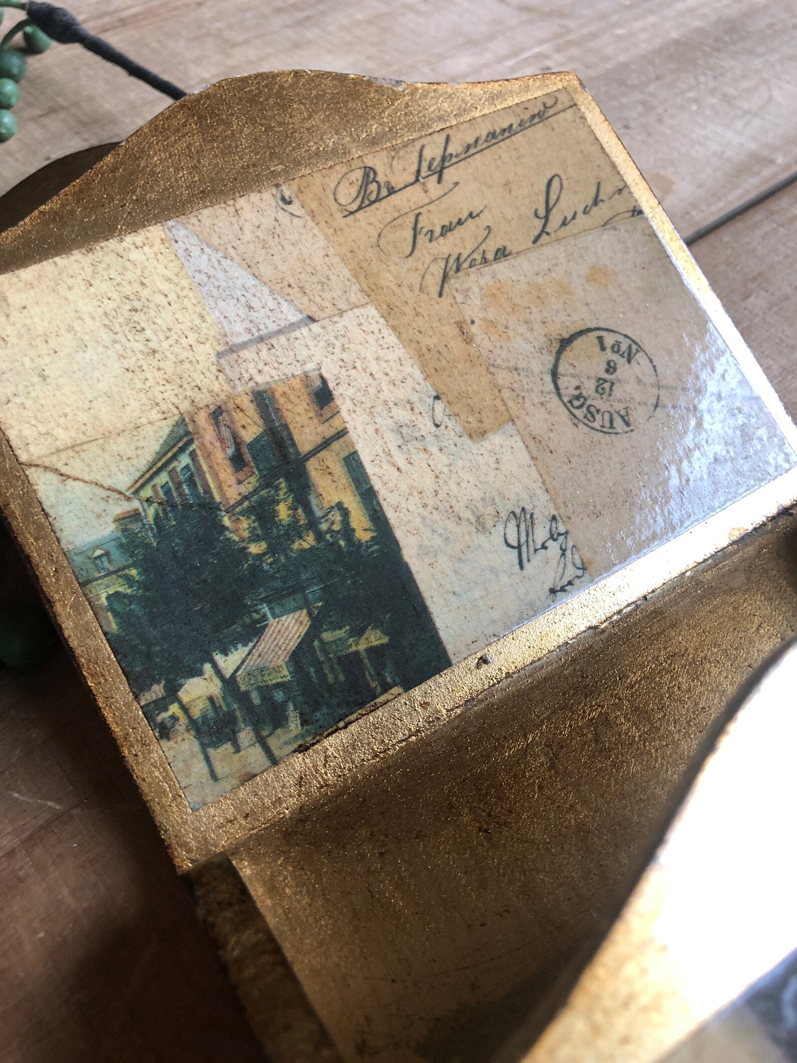 Vintage Italy Letter Mail Organizer Gold Florentine Venetian Script Old ...
