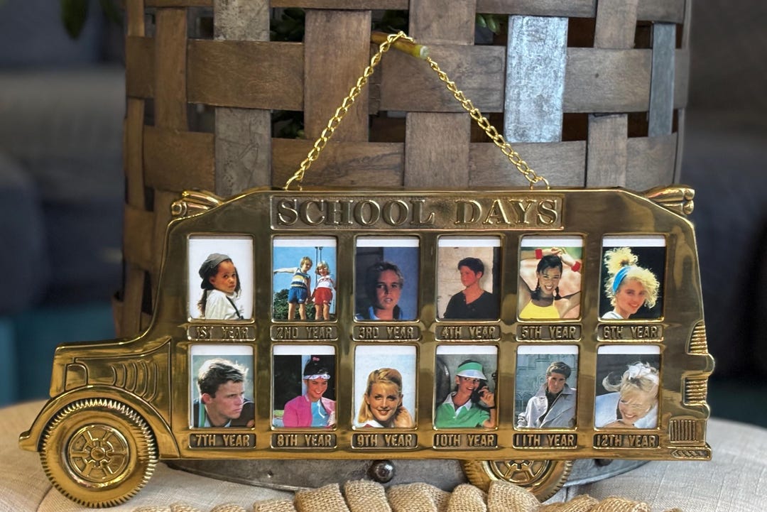 Vintage Solid Brass Gold Color School Bus Picture Frame, 1-12 Grade ...