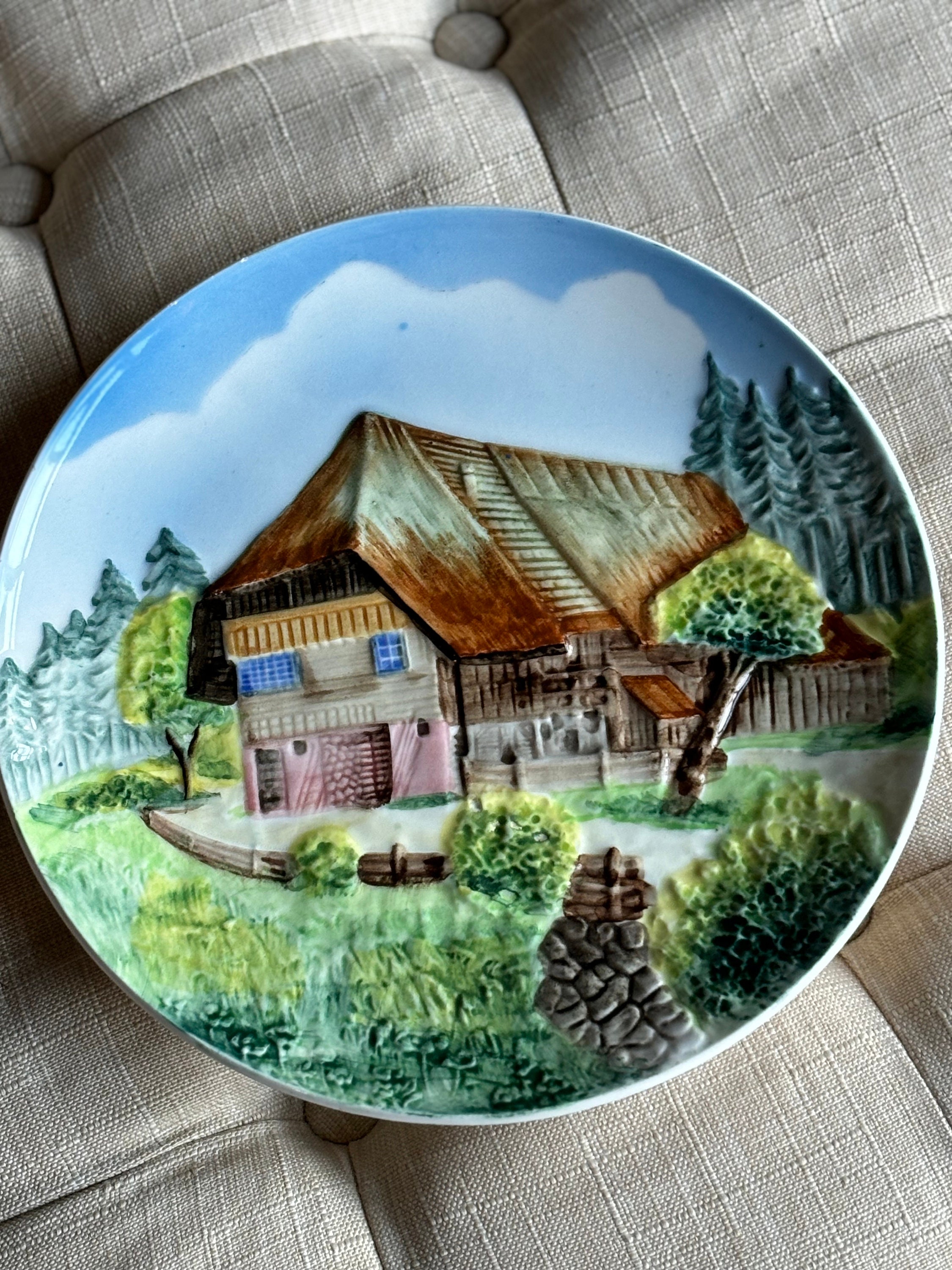 陶板 抽象ART vintage item Vintage Detailed Textured Raised Decorative Plate Japan Art - Etsy