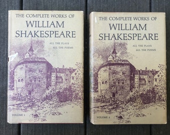 Set of 2 Volumes Vintage The Complete Works of William Shakespeare Plays Poems