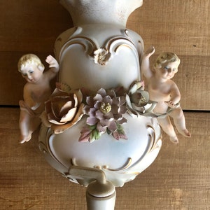 Lenwile Ardalt cherub angel water fountain wall decor shabby chic Japan handpainted
