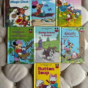 Vintage set collection 7 hardcover Walt Disney kids children’s books Mickey Donald Goofy Scamp 1970s 80s