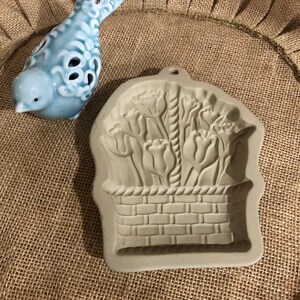 Vintage Wilton Cookie Mold Cutter 1997 flower pot roses wicker basket spring decor