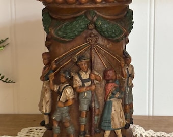 Vintage Large 3D Hand carved wax pillar candle German