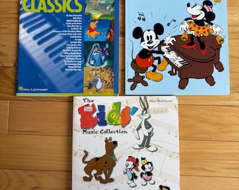 Vintage set of 3 piano music books Kids’ Music collection The Joy of Disney Songs from Disney Classics