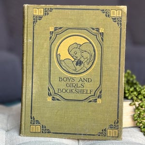 Vintage 1915 Boys’ and Girls’ Bookshelf hard cover book Volume 9 Fact and Fancy Stories poems tales question box learning school
