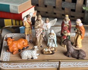 Vintage Nativity Set 11 Piece Made in Taiwan R.O.C. Christmas Figurines