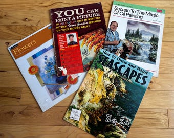 Vintage Guides how to for aspiring artists oil painting draw paint flowers seascapes nature Walter Foster Conni Gordon