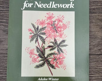 Vintage 1984 Wildflower Designs for Needlework Cross stitch - charts, histories and watercolors for 29 wildflowers