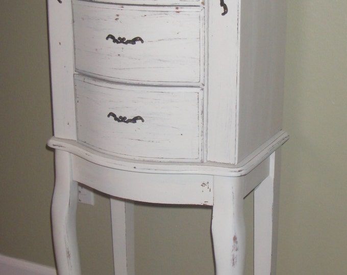 Jewelry Armoire White Distressed Jewelry Box Etsy