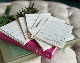 Vintage sheet music paper ephemera scrapbooking junk journal Set of 25 squares