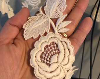 8 yards 24 feet off white cream rose leaves lace trim appliqué sewing costume design wedding