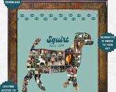 CUSTOM PET COLLAGE digital template, Animal Lover, Pet Lover, Pet Memorial, Printable Keepsake, Custom Silhouette