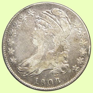 1808/7 Capped Bust Half Dollar 50C | VG+/Fine Detail - US Silver