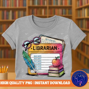 Bibliotecário | Cartão de Biblioteca | Roupas para Professores | Volta às Aulas | PNG | Download Digital | Educador | Sublimação PNG de Alta Qualidade | Rato de Biblioteca