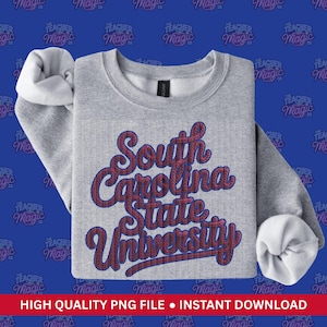 Logotipo PNG con efecto de tejido de punto de la Universidad Estatal de Carolina del Sur - Descarga digital para impresión digital directa y sublimación.