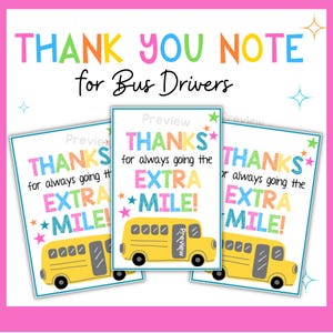 Bus Driver Gift Tag | Thanks for Always Going the Extra Mile | End of Year Appreciation Printable | School Bus Gift Tag | Instant Download