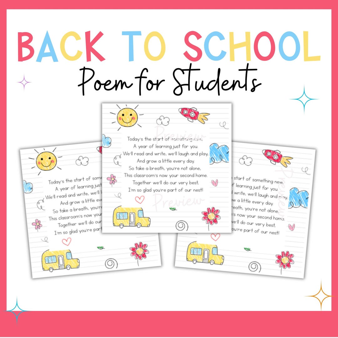 新学期へようこその詩 タグ: 印刷可能な教師用配布資料 (デジタルダウンロード - Etsy 日本, image size:1080x1080